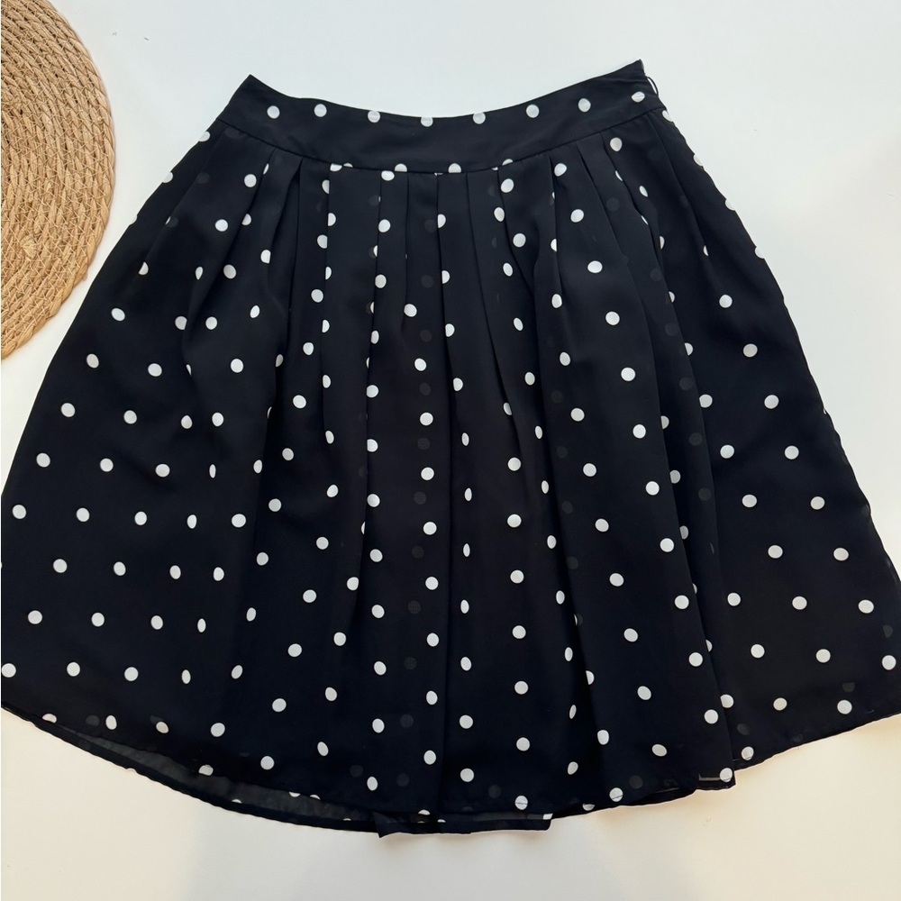 Worthington‎ Black & Cream Polkadot Pleated Skirt Size 4P